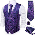 Men's Suit Vest Tie Bowtie Set - Formal Silk Paisley 7PCS