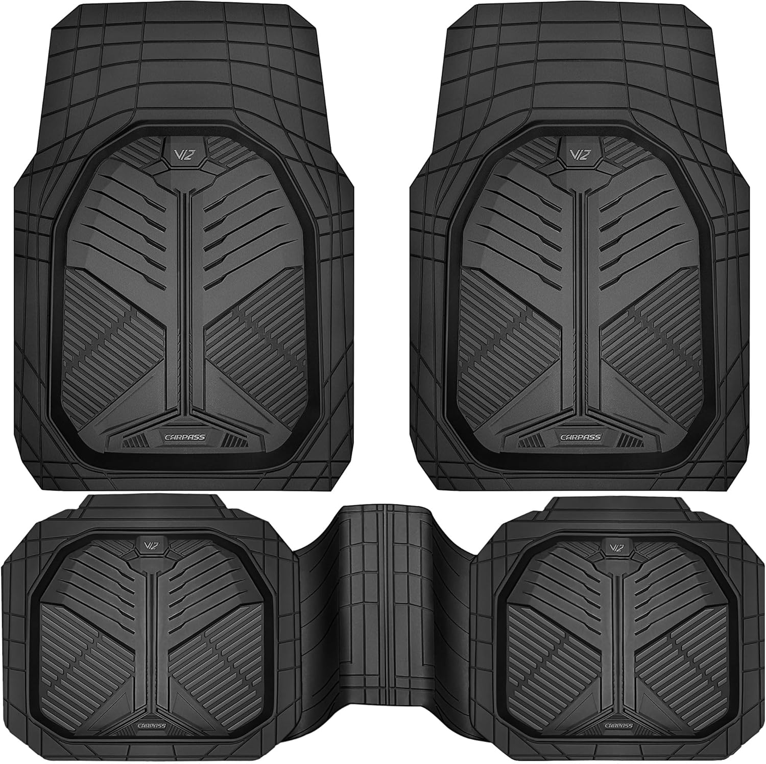 CAR PASS Heavy Duty Rubber Car Mats for All Weather Protection