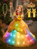 Princess Dress Light Up Girls Halloween Costume - Yellow fairy dress