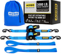 Retractable Ratchet Straps 2-Pack - Fast Auto-Retract Tie Downs