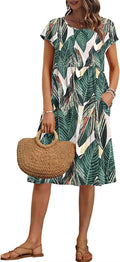 Women's Summer Dress with Pockets by AUSELILY - Short Sleeve Style