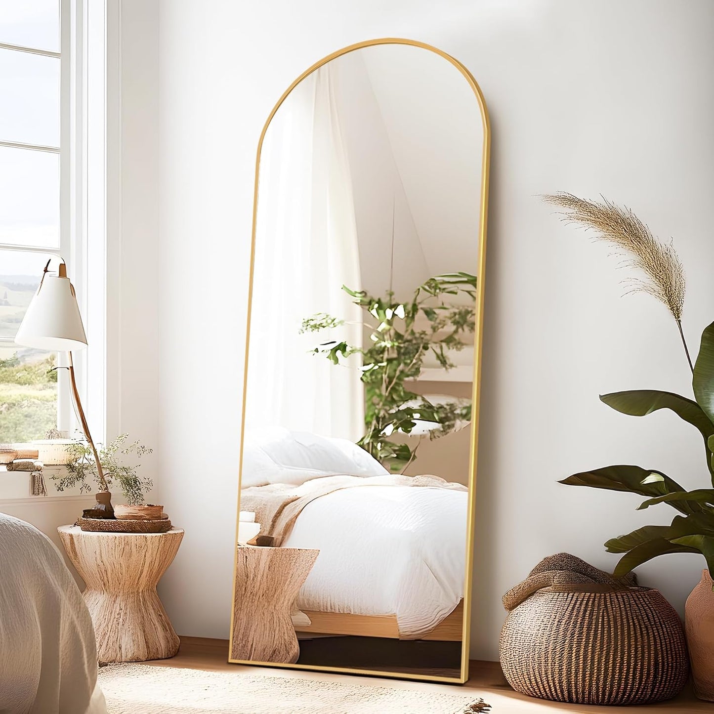 64x24 Arched Full Length Mirror with Stand for Any Space