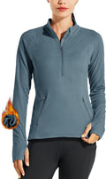 Women's Fleece Running Jacket Pullover - Midweight Thermal Half Zip