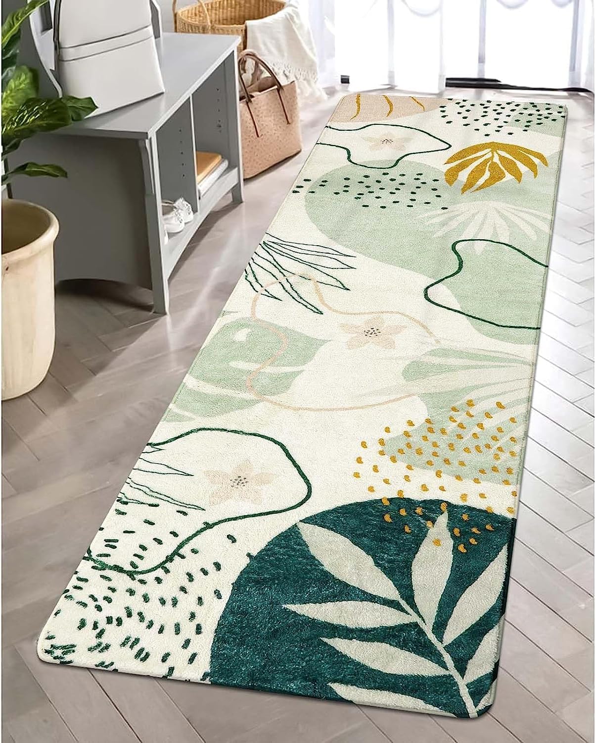 Lahome Green Hallway Runner - Soft Non-Slip Washable Rug