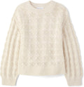 Girls' Long Sleeve Crew Neck Pullover Sweater - Soft, Shimmery Knit