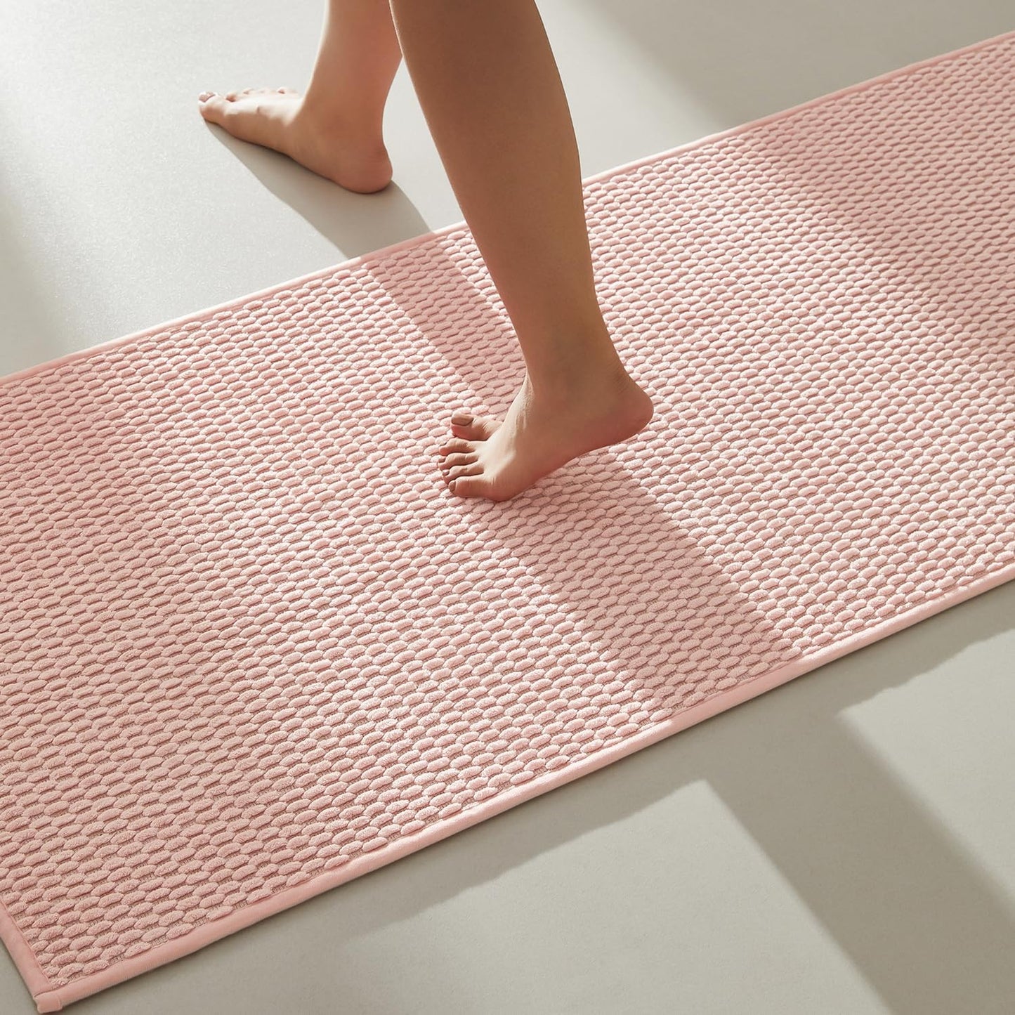 Non Slip Washable Chenille Bathroom Runner Rug - Pink 24in x 70in