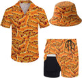 Mens 2 Piece Tracksuit Hawaiian Button Down Shirt and Compression Four