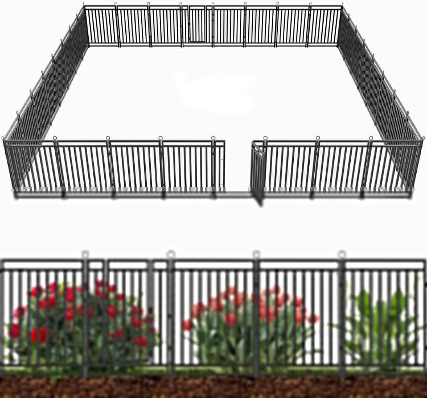 Decorative Garden Fence for Pets - Stylish Metal Barrier 72ft
