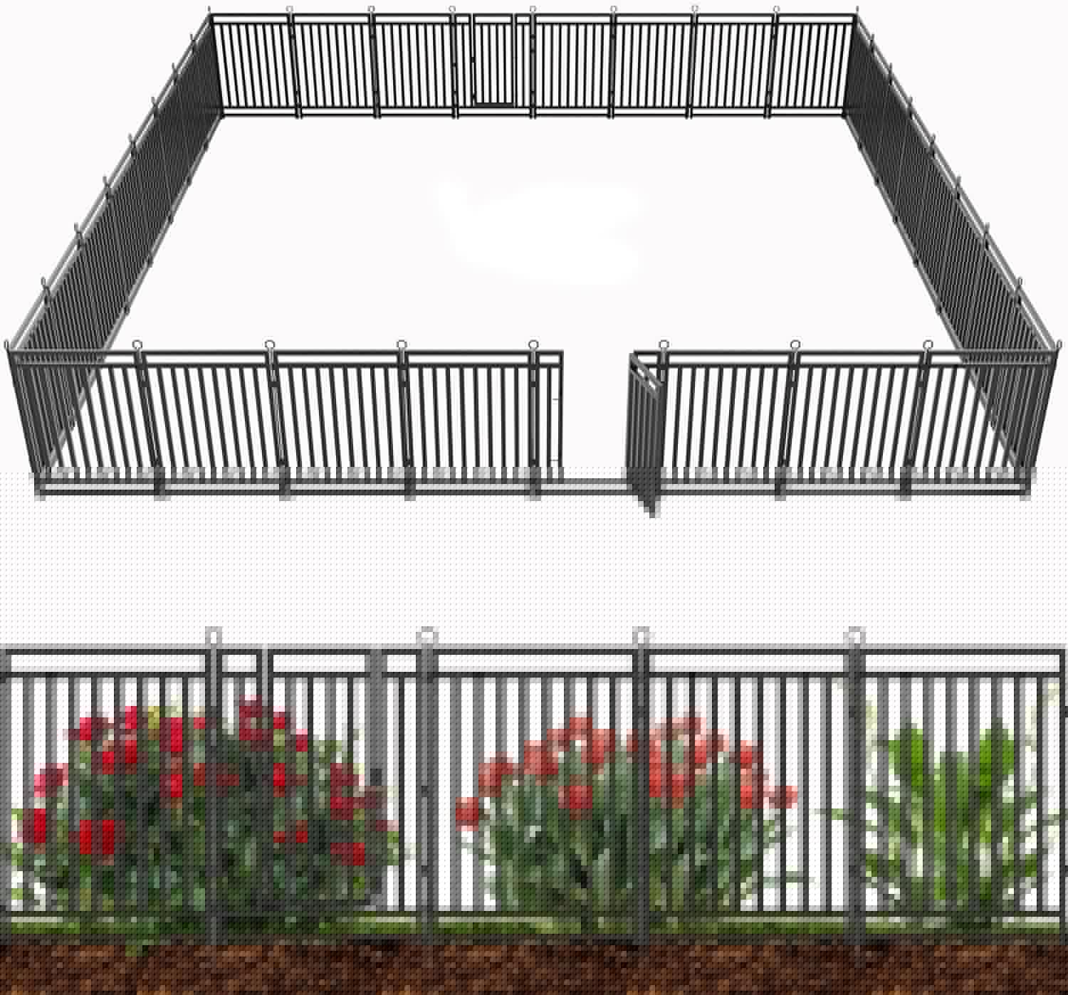 Decorative Garden Fence for Pets - Stylish Metal Barrier 72ft