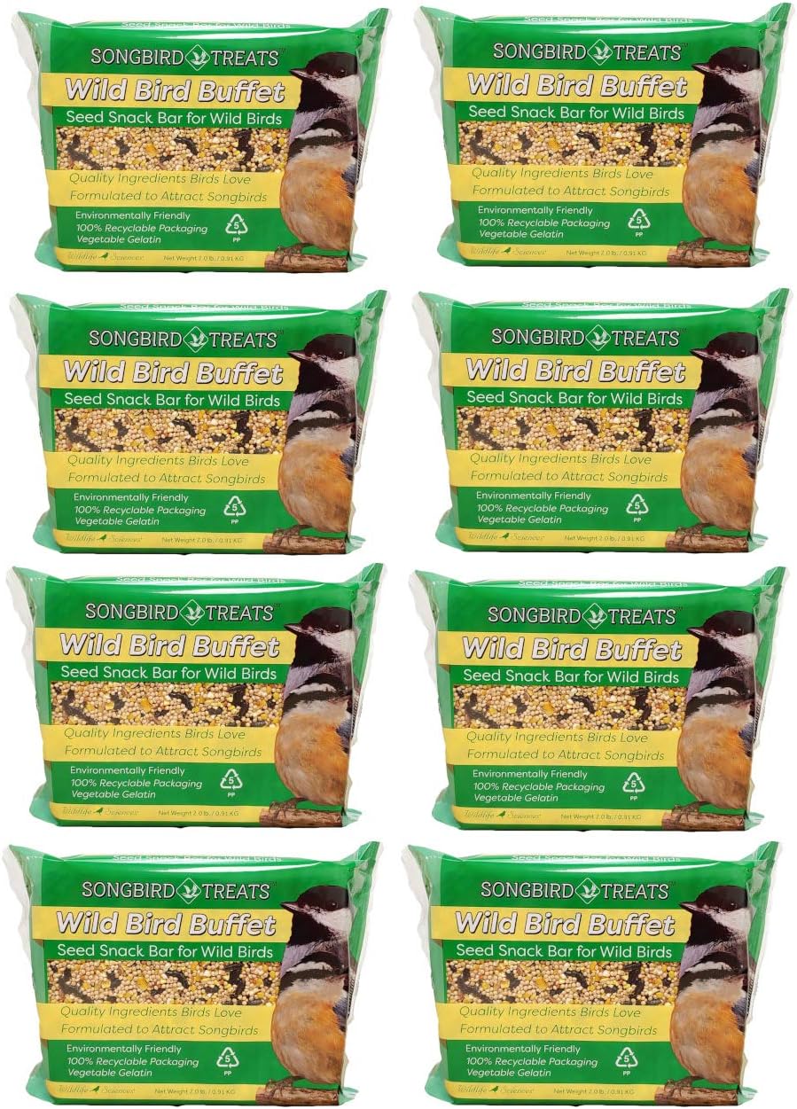 Songbird Treats Seed Bars for Wild Birds - 8 Pack of 2 lb Cakes