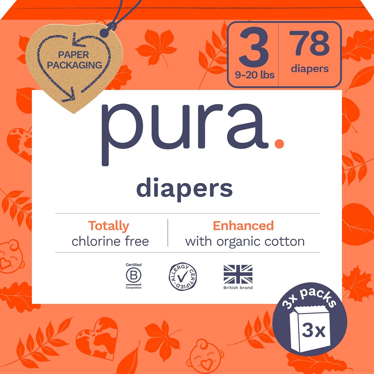 Eco-Friendly Size 3 Diapers with Organic Cotton for Babies