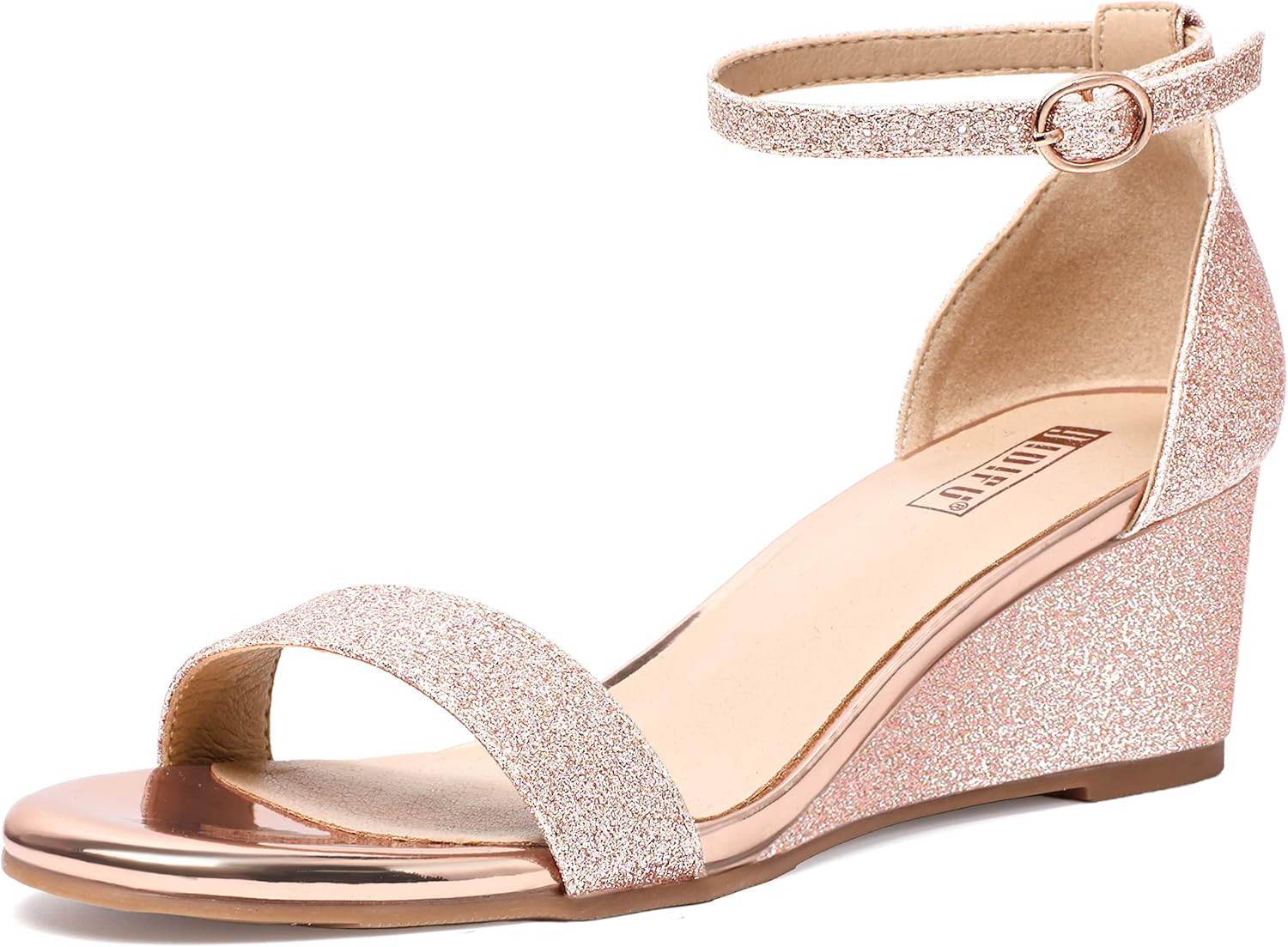 IDIFU Wedge Sandals Heels for Women Open Toe Ankle Strap