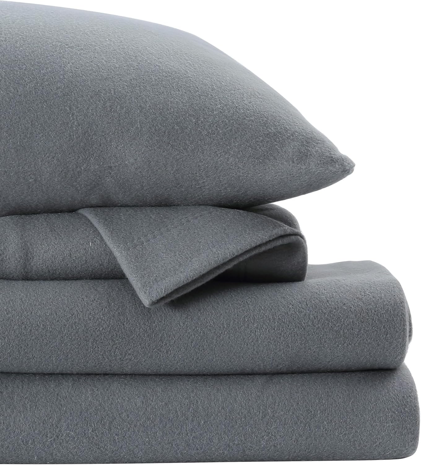 Softan Fleece Full Sheets Set for Cozy Comfort in Grey