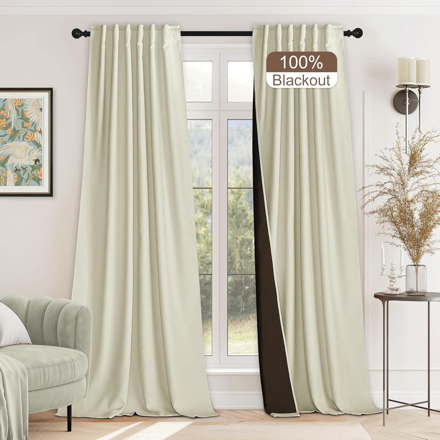 StangH Beige Blackout Velvet Curtains - Ultimate Privacy & Style!