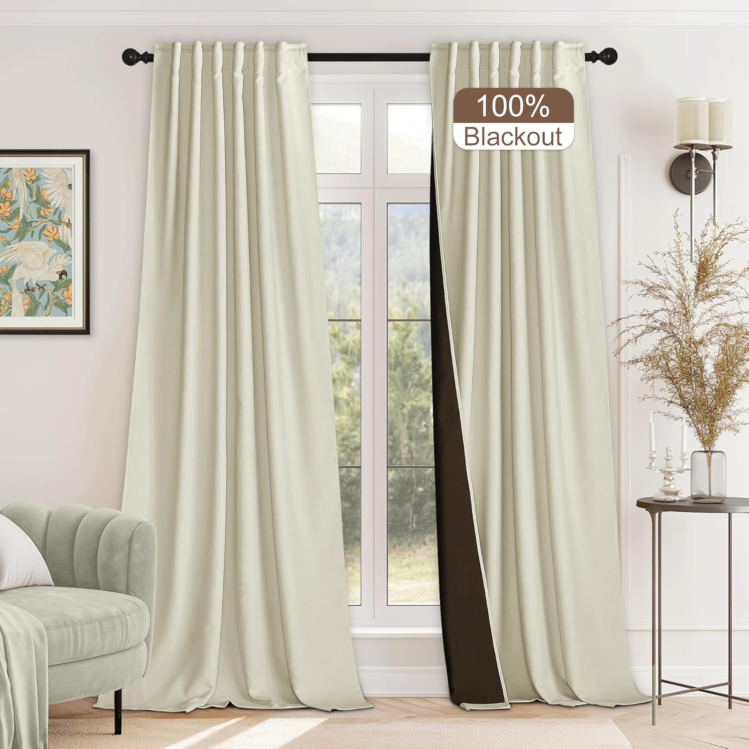StangH Beige Blackout Velvet Curtains - Ultimate Privacy & Style!