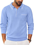Mens Knit Polo Long Sleeve Collared Sweater Polo for Men - Stylish Fit
