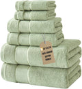 Marvione 6-Piece Sage Green Turkish Cotton Towel Set - Plush