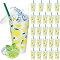 24 Pc Lemon Cups 24oz Reusable Tumbler with Lid and Straw - Summer