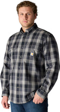 Loose Fit Midweight Chambray Plaid Shirt for Men - Durable Everyday