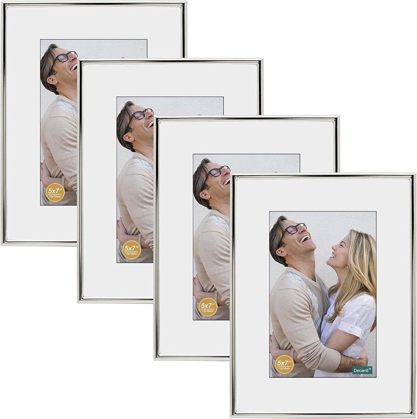 DECANIT 8x10 Picture Frame Set - Stylish Silver Metal Frames