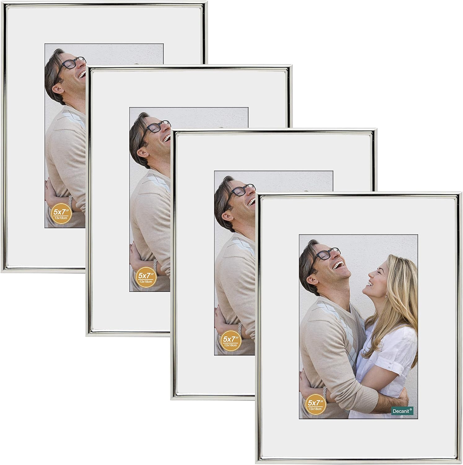 DECANIT 8x10 Picture Frame Set - Stylish Silver Metal Frames