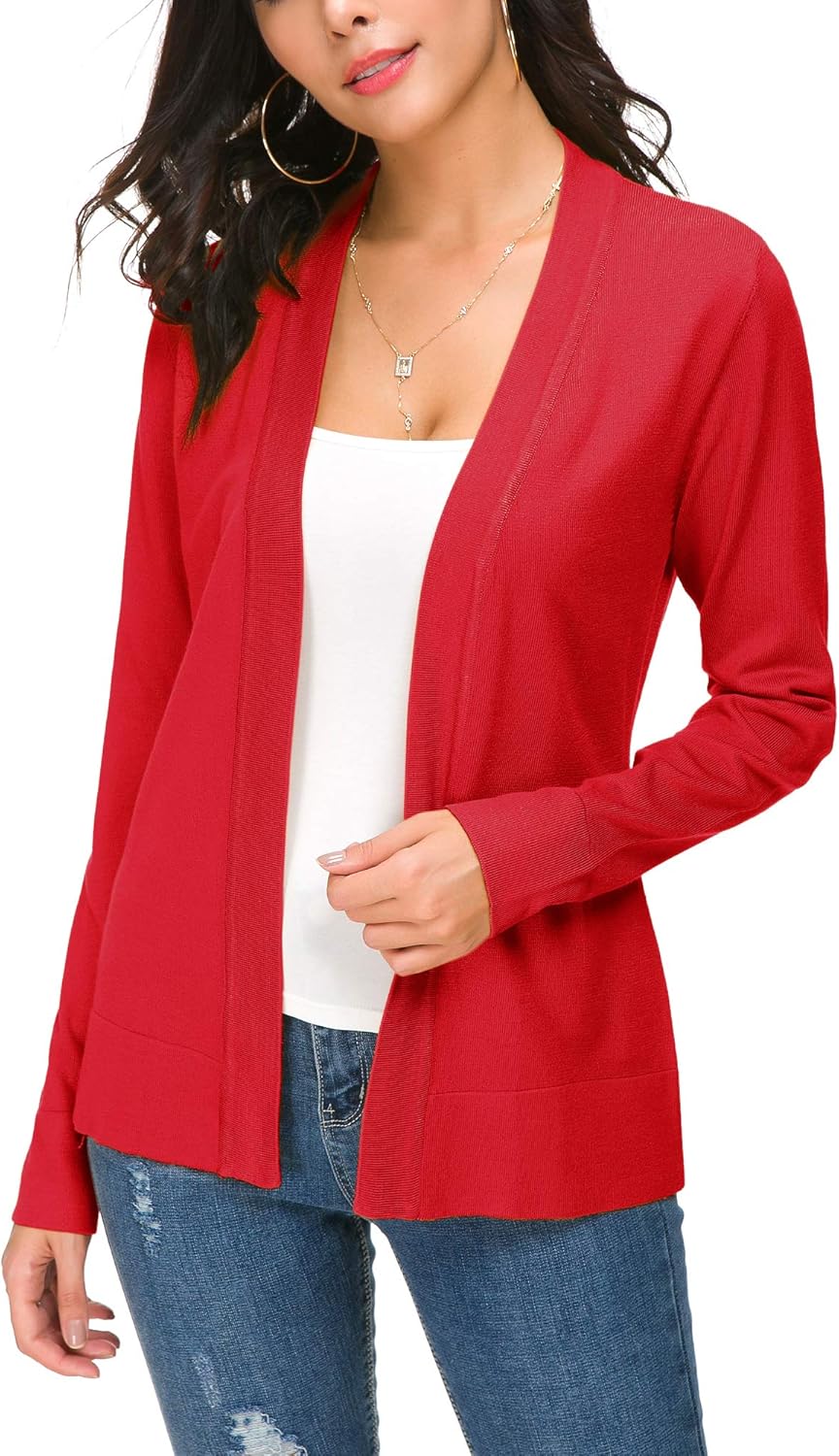 EXCHIC Women's Long Sleeve Open Front Cardigan