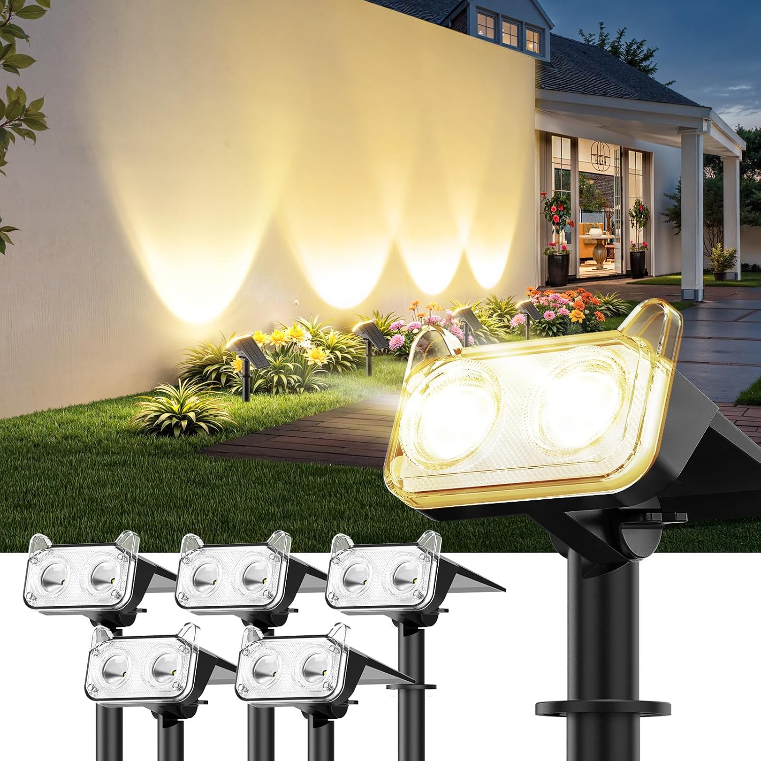 LETMY Solar Spot Lights Outdoor Waterproof for Garden Pathway