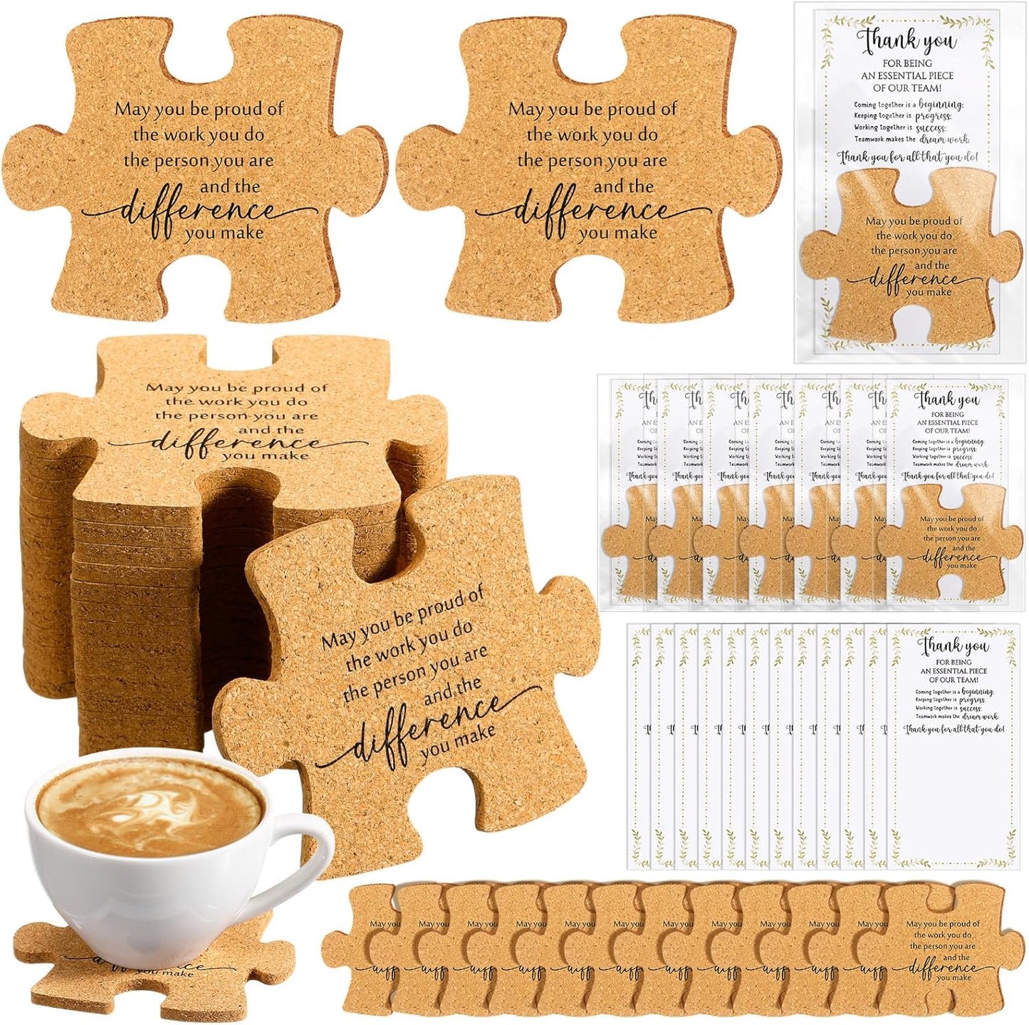 Inspirational Team Gifts Puzzle Piece Coasters for Coworkers
