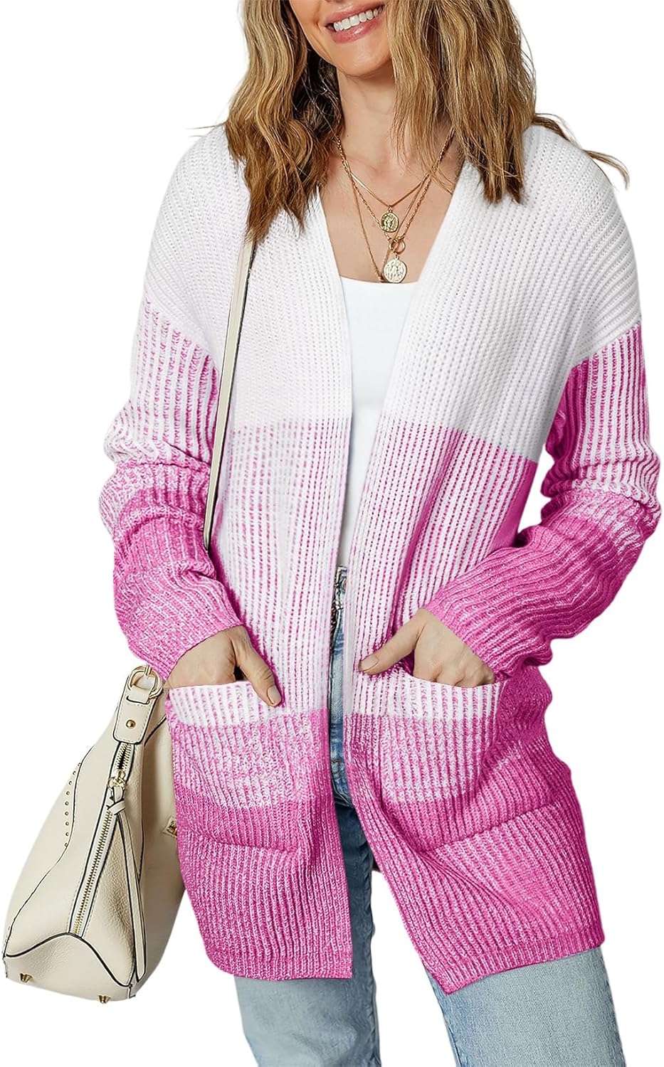 Sidefeel Womens Cardigan Sweaters Open Front Long Sleeve Knit