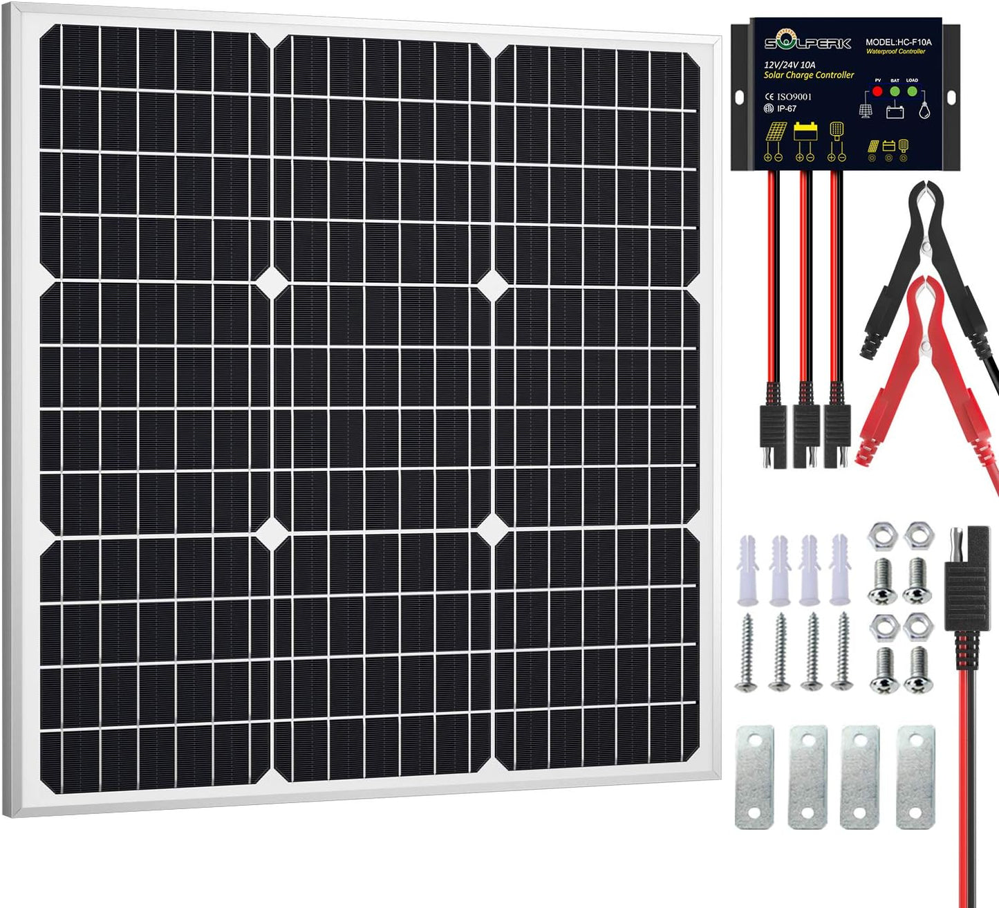 SOLPERK 50W Solar Panel Kit for Efficient Battery Charging