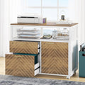 Modern File Cabinet with Drawers and Door - Rolling Lateral Stand