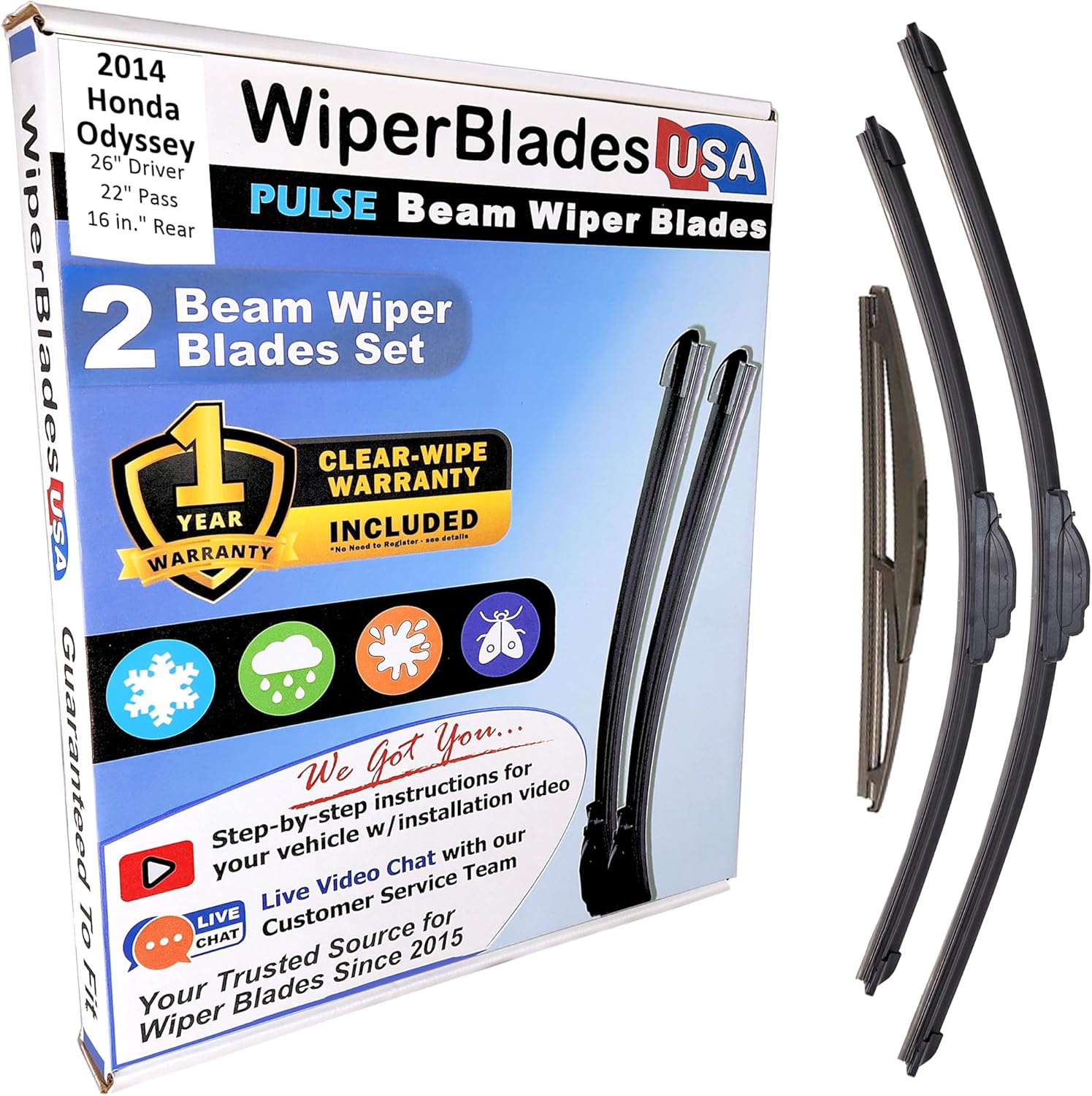 WiperBladesUSA Wiper Blades Set for Honda Odyssey 2014