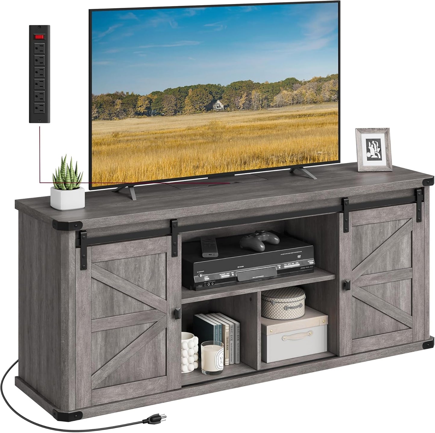 VASAGLE 65 TV Stand with Sliding Barn Doors