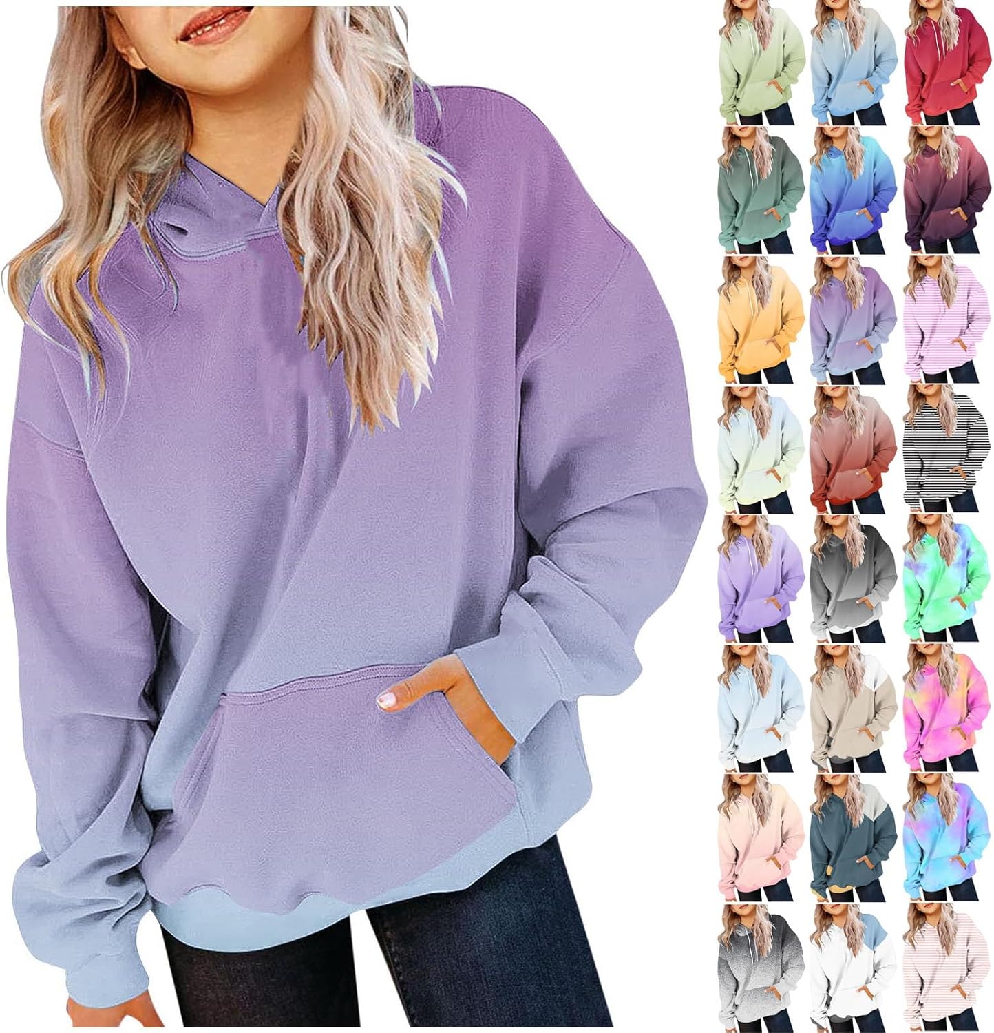 Trendy Gradient Hoodies for Girls