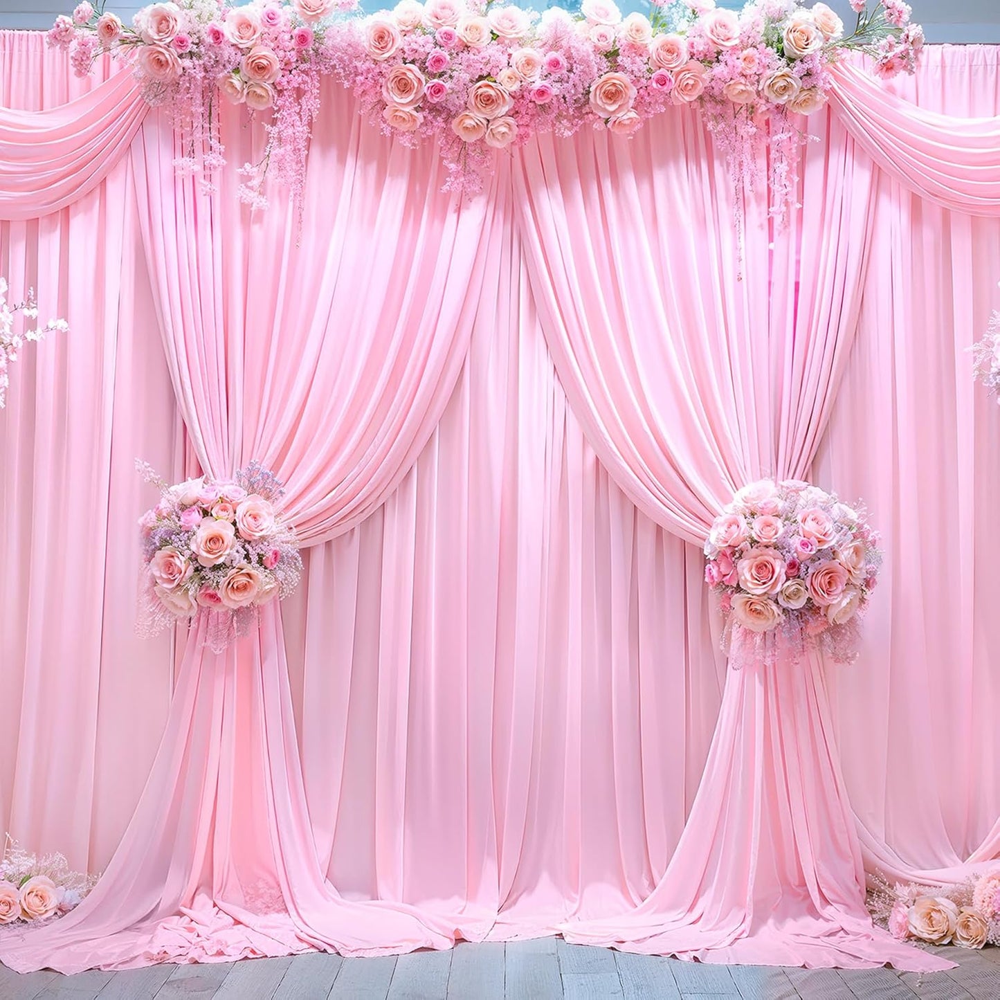 20ft x 10ft Wrinkle Free Pink Wedding Backdrop Curtains for Events