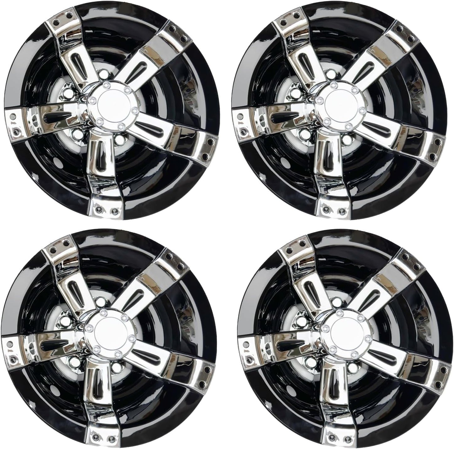 Dr.Acces Golf Cart 8in Wheel Covers Hub Caps with Chrome Spokes