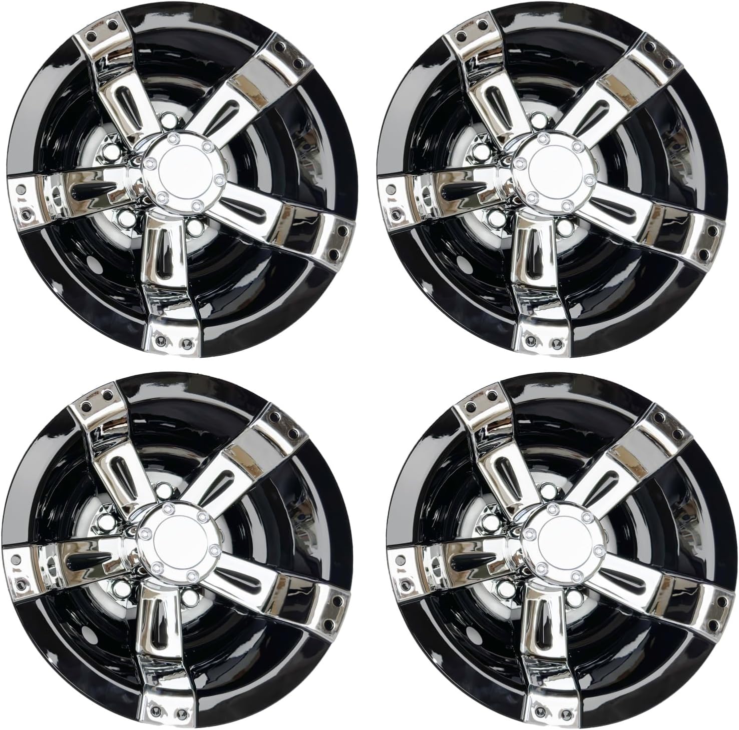 Dr.Acces Golf Cart 8in Wheel Covers Hub Caps with Chrome Spokes