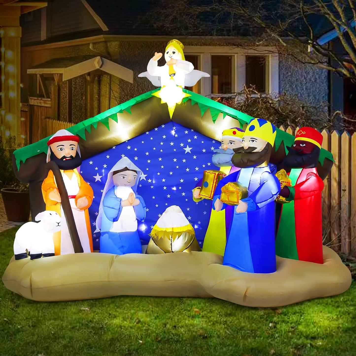 8.5 FT Christmas Inflatables Nativity Scene for Outdoor Decor