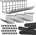 Under Desk Cable Tray Cord Organizer - Set of 4 Black
