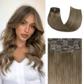 Honsoo Clip in Human Hair Extensions 70g 20in Ash Brown - Natural