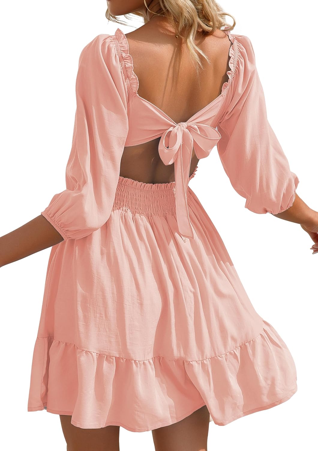 Phortric Womens Summer Tie Back Dress for Casual Elegance