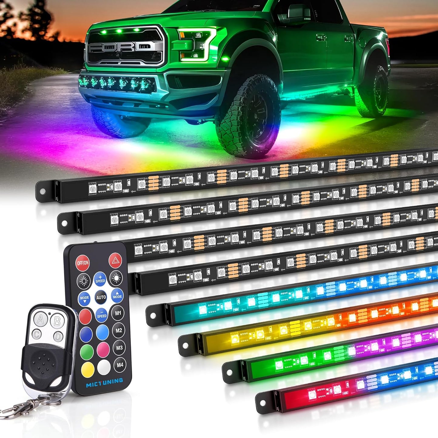 MICTUNING N8 RGB+IC Underglow LED Lighting Kit for Trucks