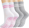 Pilates Socks with Grips for Women - Non Slip Grippy Crew Socks (4