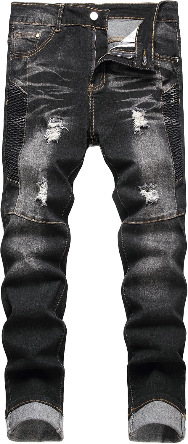 Men's Slim Fit Stretch Jeans Ripped Skinny Jeans for Men