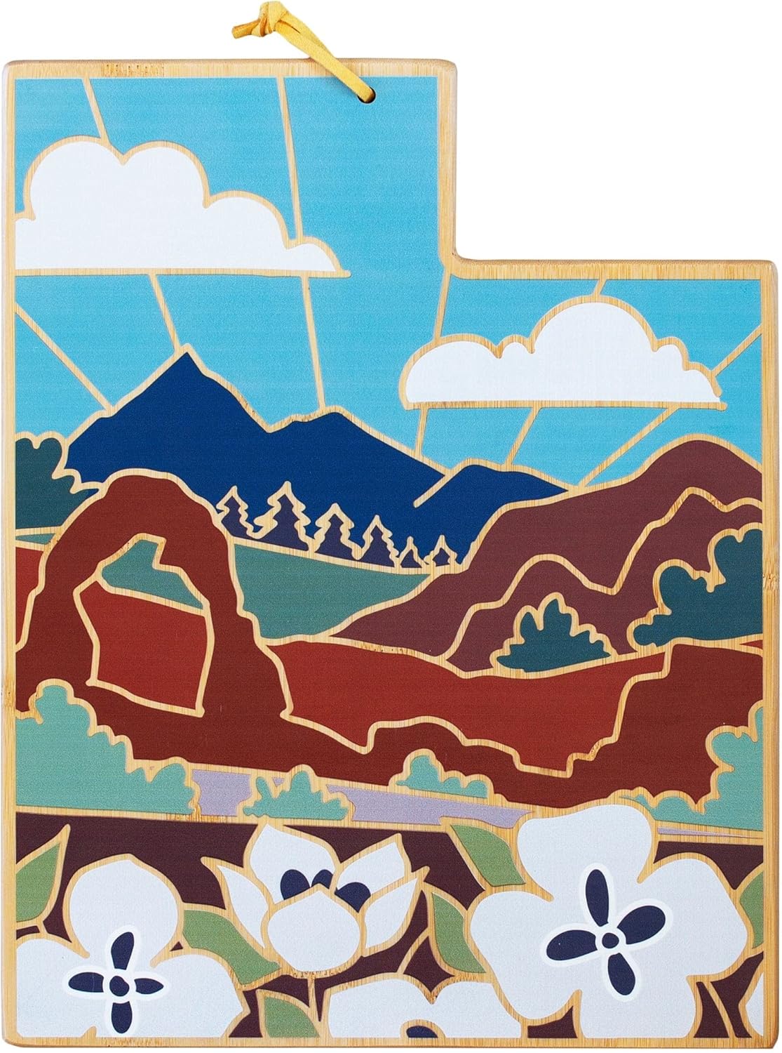 Utah State Shaped Cutting Board with Artwork by Summer Stokes
