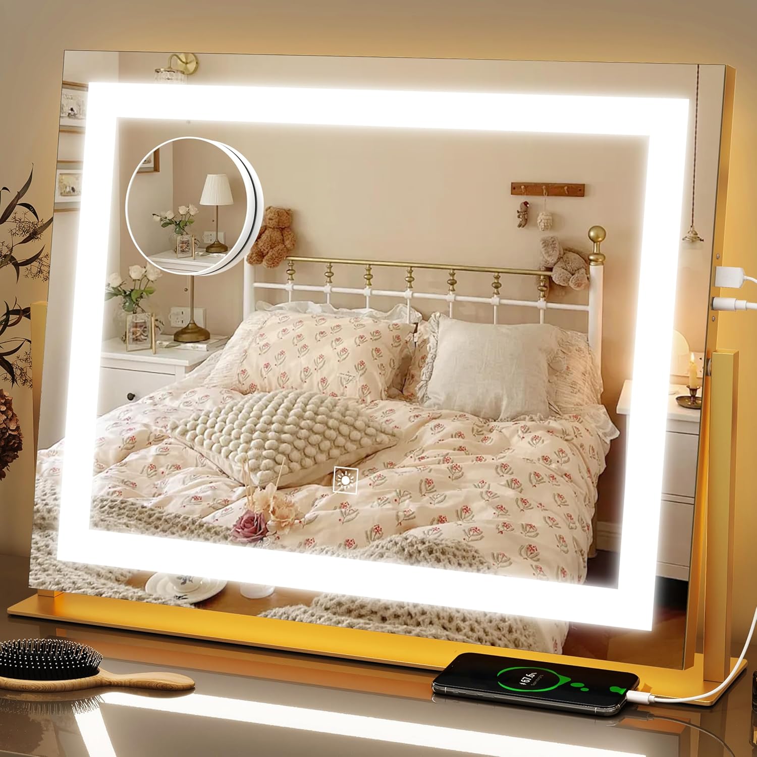 FENNIO Vanity Mirror with Lights 22in x 18in for Makeup