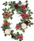 5FT Artificial Rose Flower Burgundy Garland for Wedding Backdrops