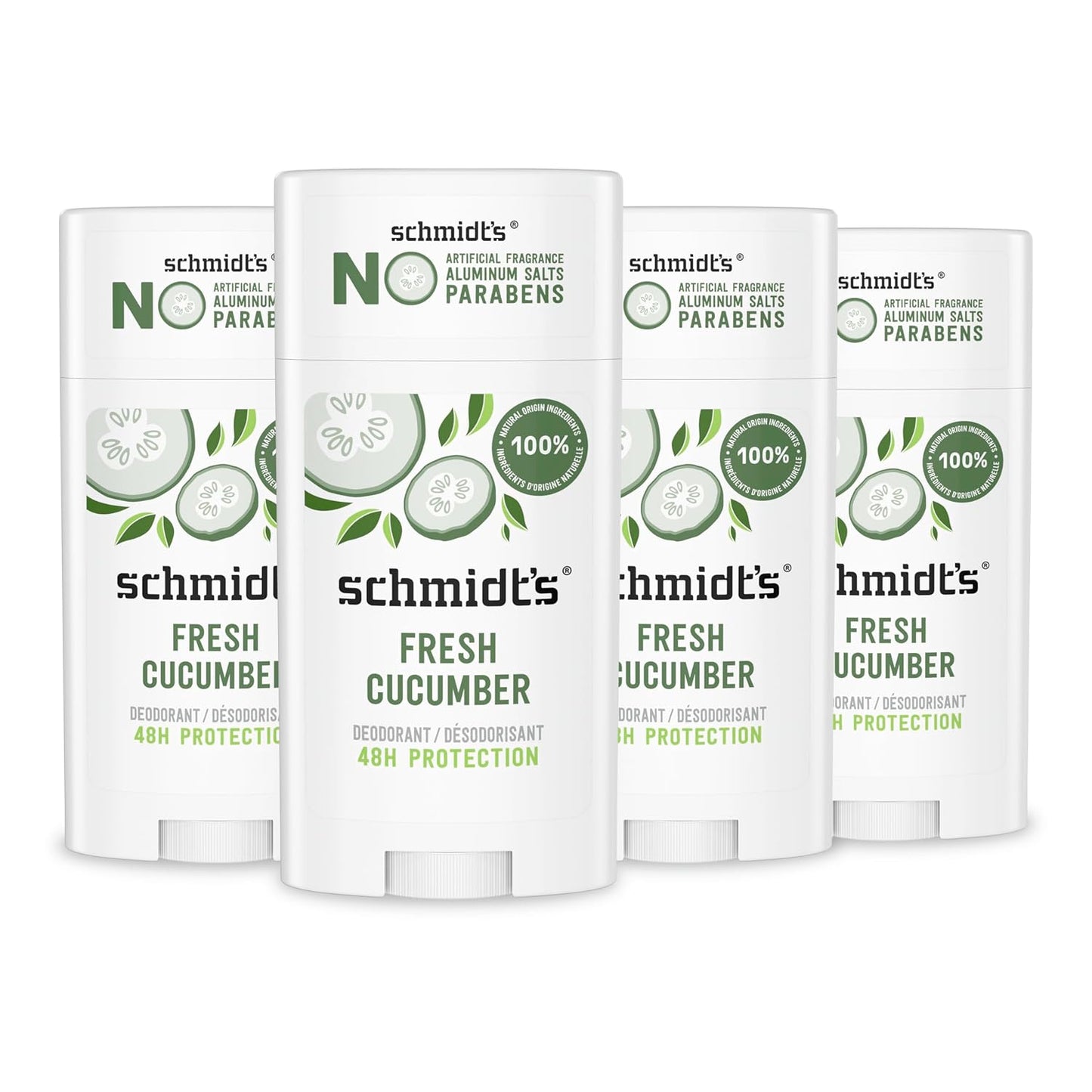 Schmidt's Aluminum-Free Vegan Deodorant Fresh Cucumber 4 Count