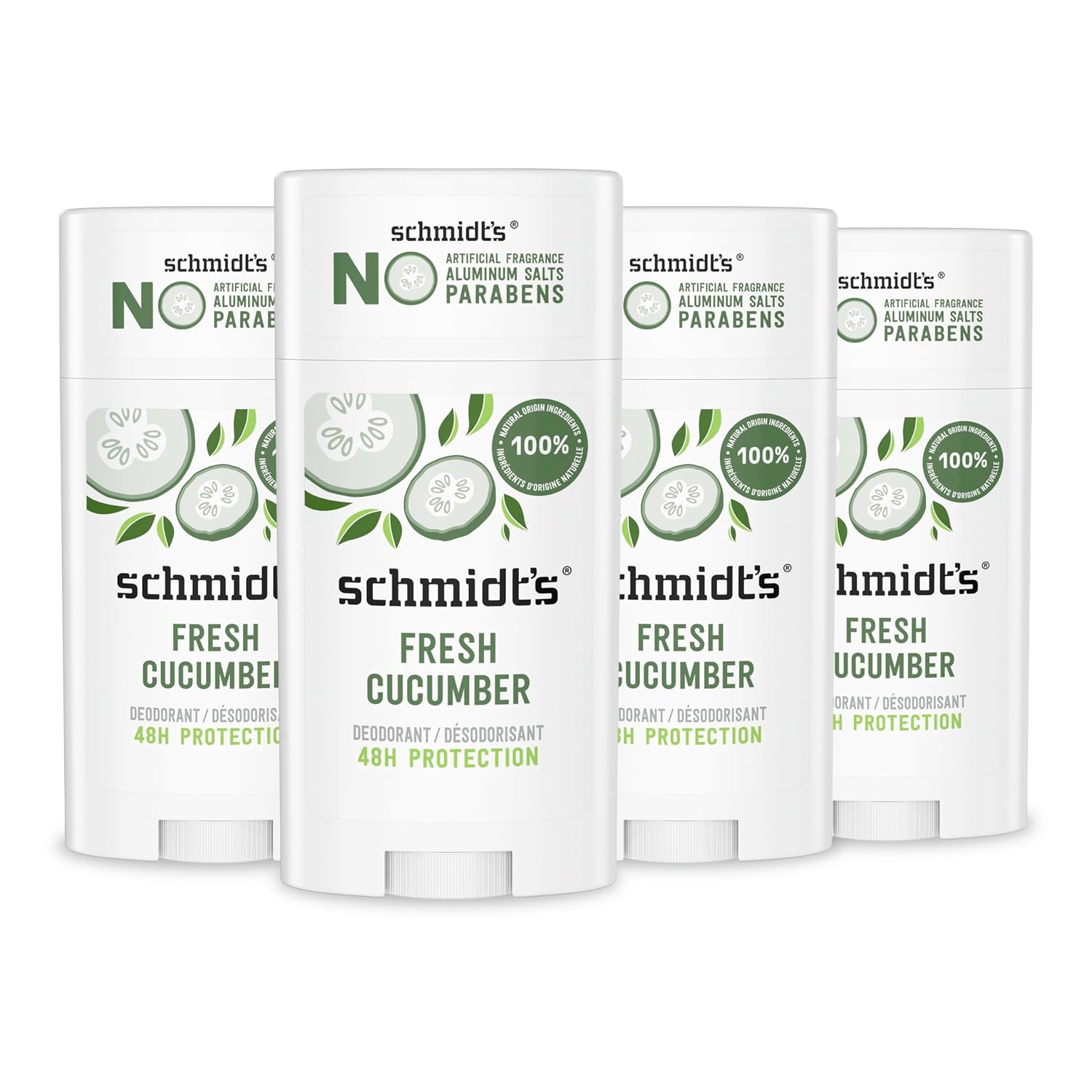 Schmidt's Aluminum-Free Vegan Deodorant Fresh Cucumber 4 Count