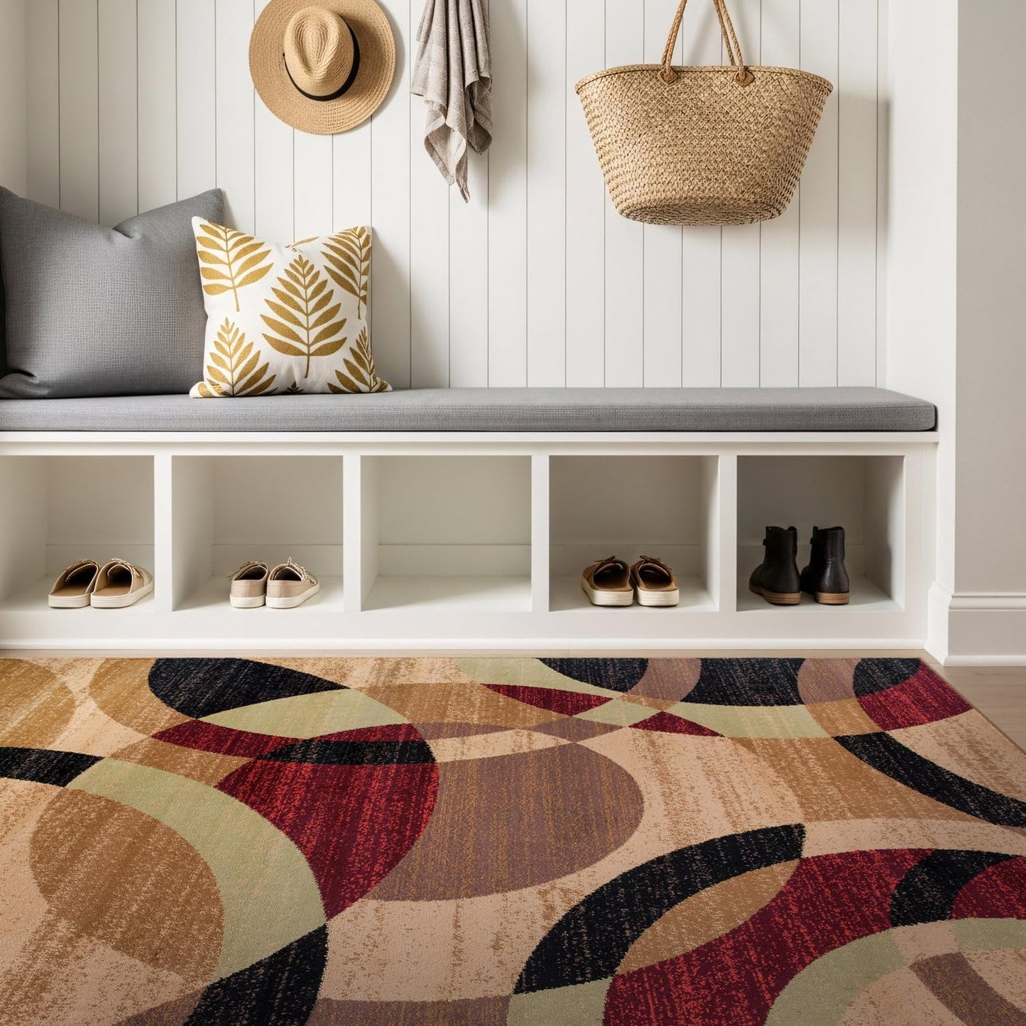 Rugshop Contemporary Abstract Circles Area Rug for Any Room